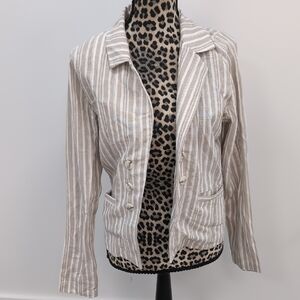 Striped Beige Linen Blazer